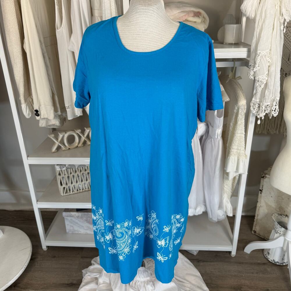 Desert Shores plus sz 1X blue casual tee shirt dress medium weight quality #